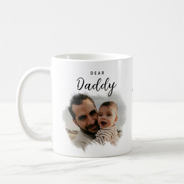 Dear Daddy | Modern Photo Heart Father's Day Coffee Mug (Left)