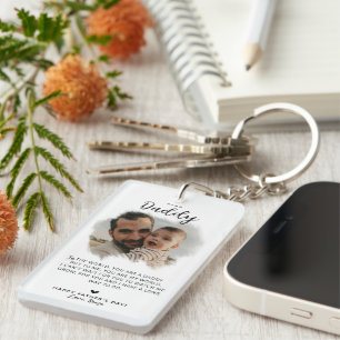 Dear Daddy Modern Photo Heart Father's Day Key Ring
