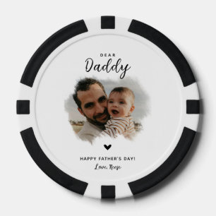 Dear Daddy   Modern Photo Heart Father's Day Poker Chips