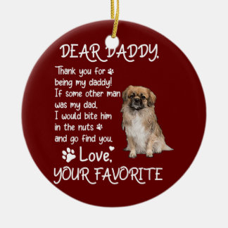 Dear Daddy Tibetan Spaniel Dog Dad Father's Day  Ceramic Tree Decoration