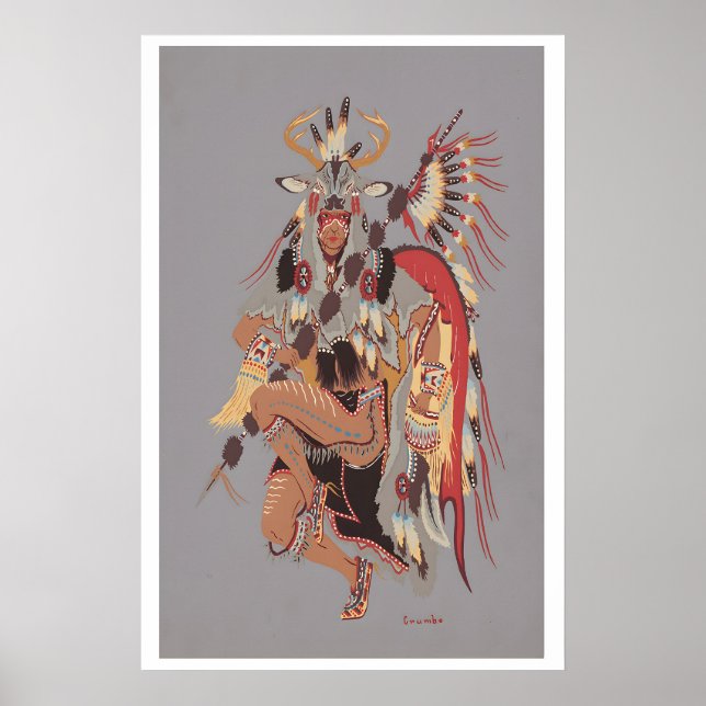 Dear Dancer American Indian Vintage Illustration Poster (Front)