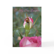 Dear Daughter rose and lady beetle card
