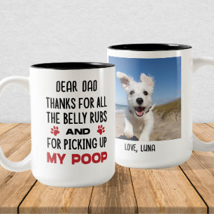 Dear Dog Dad - Funny Custom Dog Photo & Name Two-Tone Coffee Mug