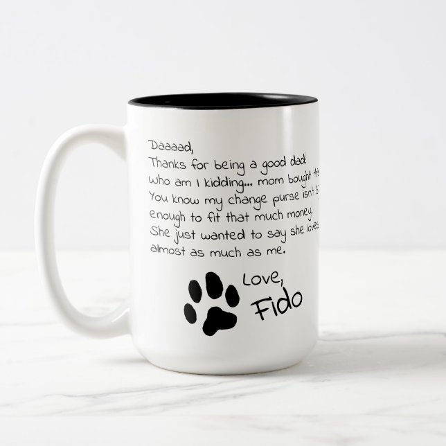 Dear Dog Dad Mum Customisable Pet Name Coffee Mug (Left)
