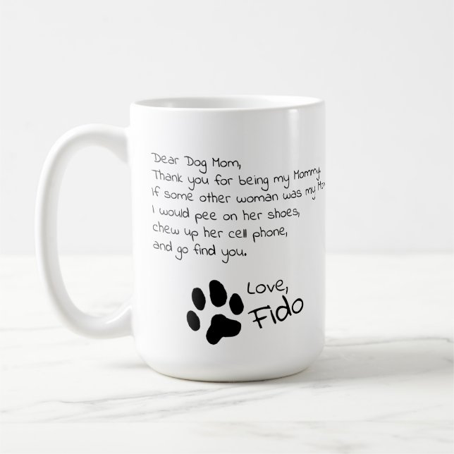 Dear Dog Mum Dad Customisable Pet Name Coffee Mug (Left)