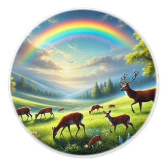 Dear family under the rainbow ceramic knob