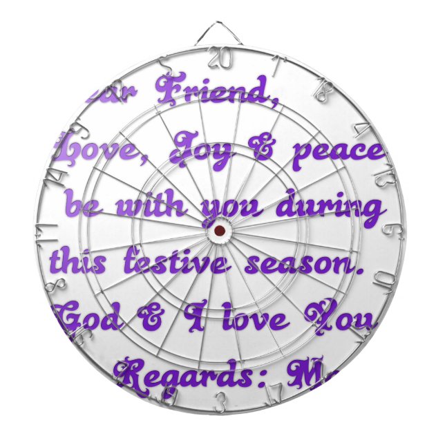"Dear Friend" Festive Season Greeting Dartboard (Front)