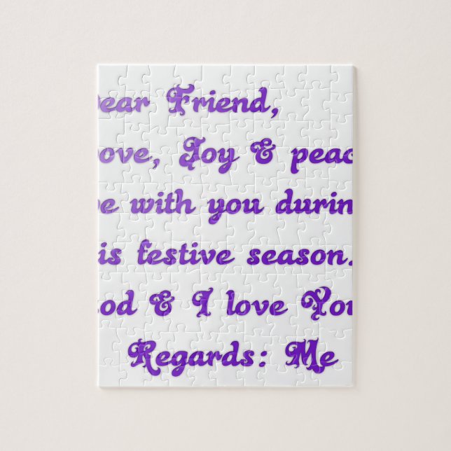 "Dear Friend" Festive Season Greeting Jigsaw Puzzle (Vertical)