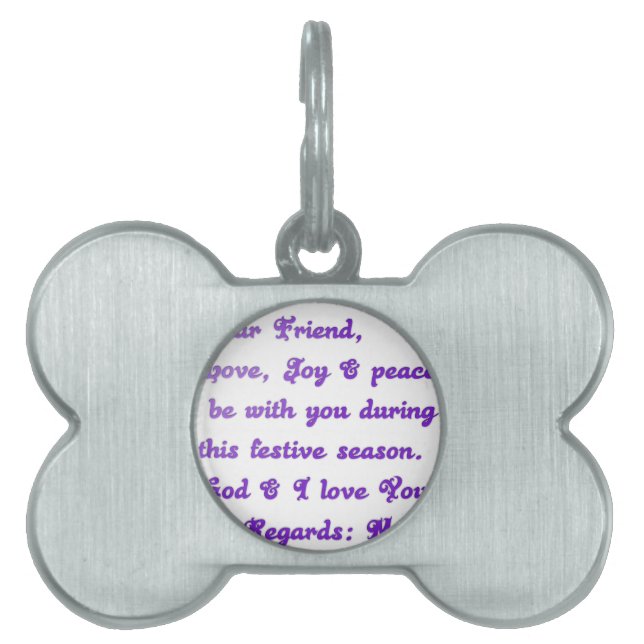 "Dear Friend" Festive Season Greeting Pet ID Tag (Front)