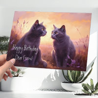 Dear Friend Russian Blue Kitty Cats Birthday