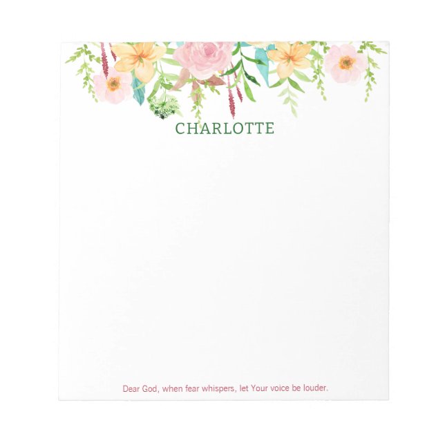 Dear God prayer Spring Floral Watercolor Notepad (Front)
