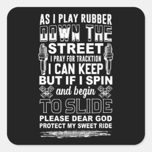 Dear God Protect My Sweet Ride  Biker Gift Square Sticker