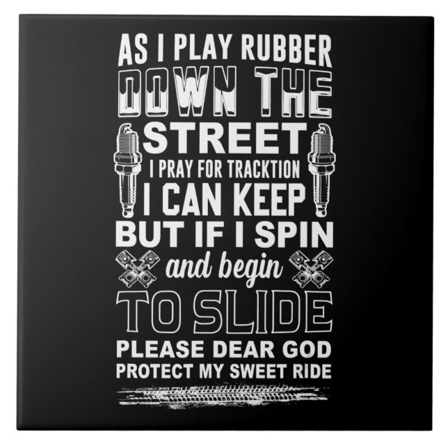Dear God Protect My Sweet Ride  Biker Gift Tile (Front)