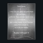 Dear good Santa Holiday Postcard<br><div class="desc">Funny greetings and wishes to Santa Claus in front of a chalkboard background.
Back is provided with white Liniatur.</div>