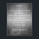 Dear good Santa Holiday Postcard<br><div class="desc">Funny greetings and wishes to Santa Claus in front of a chalkboard background.
Back is provided with white Liniatur.</div>