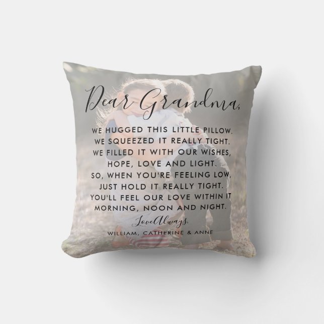 Dear Grandma Custom Message Photo  Mother's Day Cushion (Front)