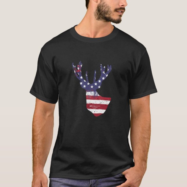 Dear Head 4th of July American Flag Independence T-Shirt (Front)