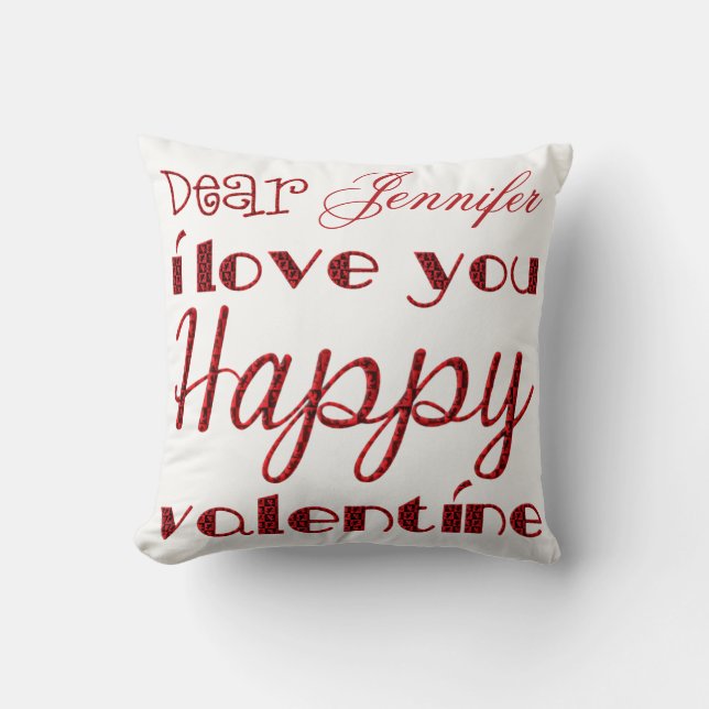 Dear I Love You Cute Cupid Typography Valentine Cushion (Front)