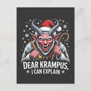 Dear Krampus I Can Explain Christmas Santa  Announcement Postcard