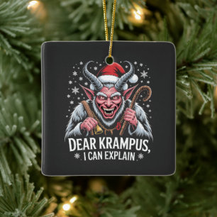 Dear Krampus I Can Explain Christmas Santa Ceramic Ornament