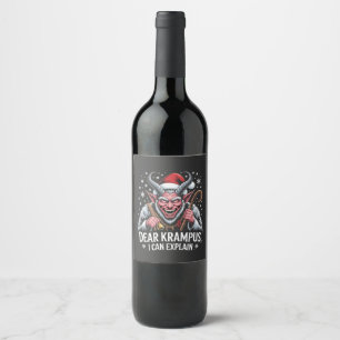 Dear Krampus I Can Explain Christmas Santa Wine Label
