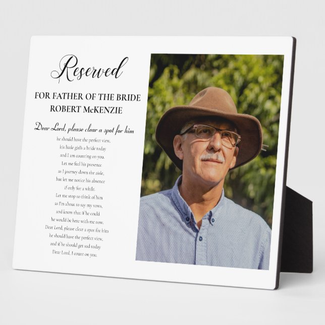Dear Lord Father of Bride Photo Memorial Wedding Plaque (Side)
