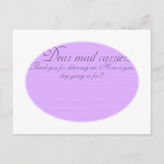 Dear Mail Carrier funny thank you postcard (Front)