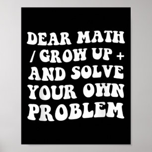 Dear Math Retro Vintage 70's Teacher Student Cool  Poster