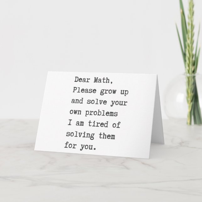 Dear math solve your own problems card (Front)