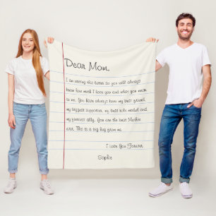 Dear Mom Notebook Letter Best Mom Mother's Day Fleece Blanket
