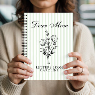 Dear Mum Green Stripe Mum Gratitude Diary Custom Notebook