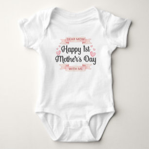 Dear Mum Happy 1st Mother's Day With Me Baby Bodysuit