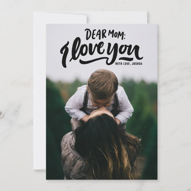 Dear Mum I Love You Hand Lettering Mother's Day Card (Front)