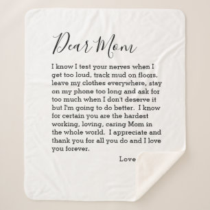 Dear Mum Love Letter From Teenager Personalised Sherpa Blanket