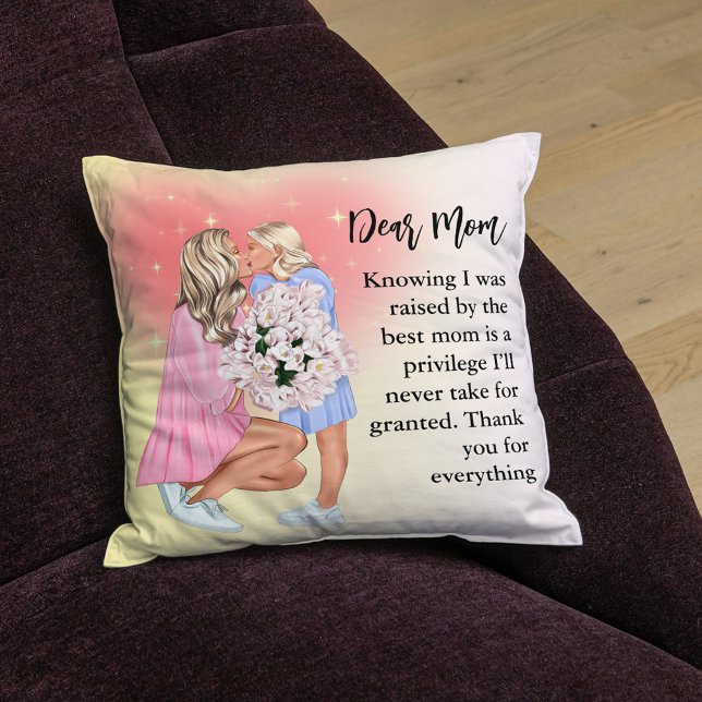 Dear Mum Throw Pillow | Mother Daughter Gift  (Creator Uploaded)