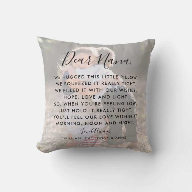 Dear Nana Grandma Message Photo Mother's Day Cushion (Front)