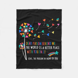 Dear Person Behind Me Dandelion Flower Butterflies Fleece Blanket