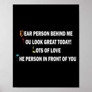 Dear Person Behind Me Funny Retro Quotes & App Poster