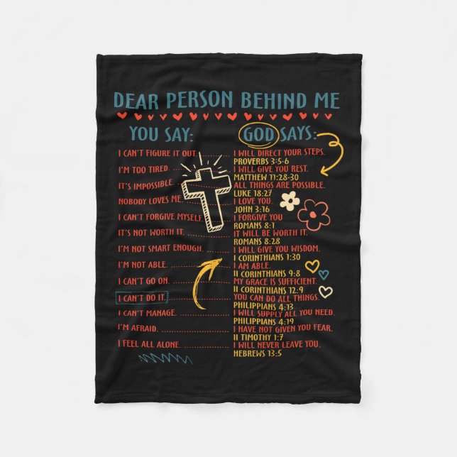 Dear Person Behind Me You Say God Says Insration C Fleece Blanket (Front)