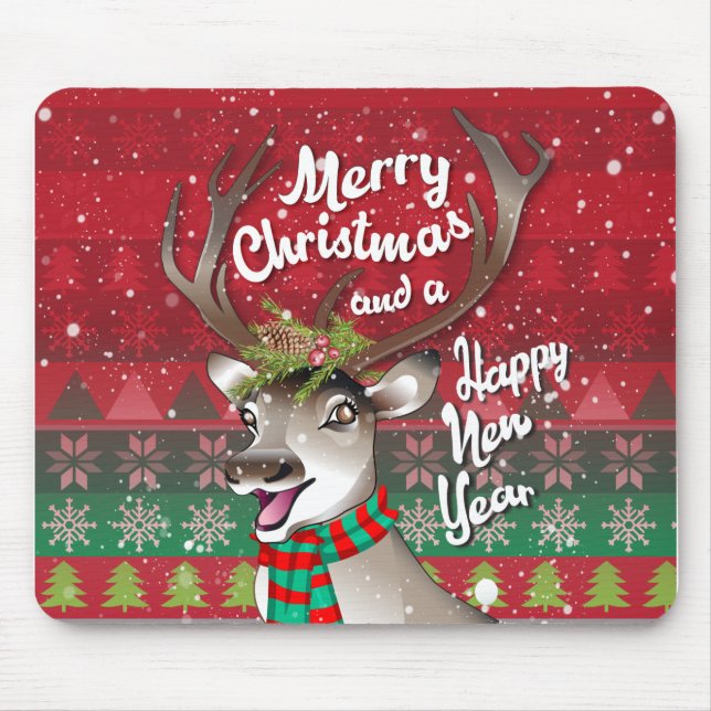 Dear Reindeer - Merry Christmas and happy NewYear  Mouse Mat (Front)