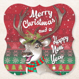 Dear Reindeer - Merry Christmas and happy NewYear Paper Coaster
