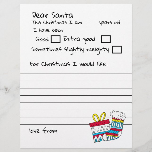 Dear Santa A Personalised Letter To Santa Claus Custom Letterhead (Front)