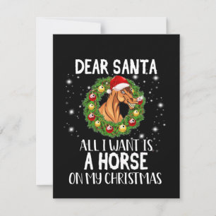 Dear Santa All I Want Is A Horse On Christmas Thank You Card