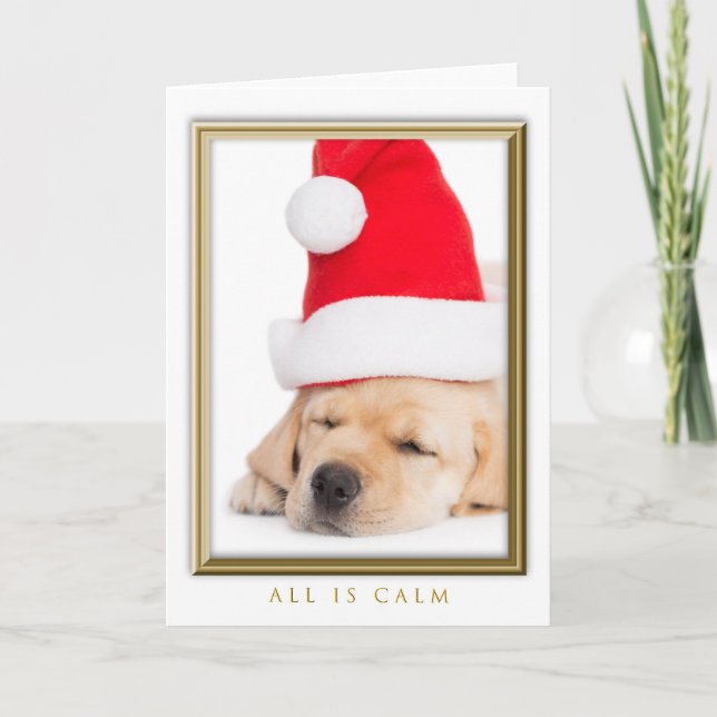 Dear Santa All is Calm Puppy Holiday Card (Front)