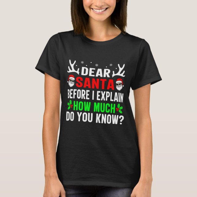 Dear Santa Before I Can Explain How Much Do You  T-Shirt (Front)