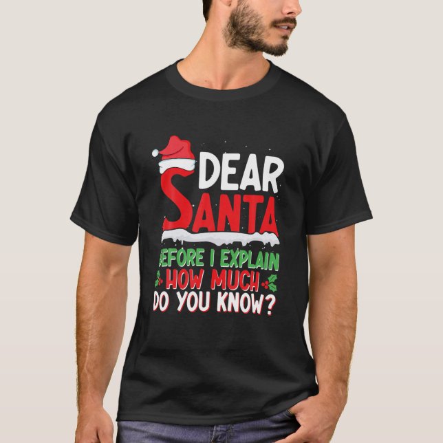 Dear Santa Before I Explain How Much Do Yo Know Ch T-Shirt (Front)