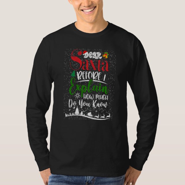 Dear Santa Before I Explain How Much Do You Know A T-Shirt (Front)