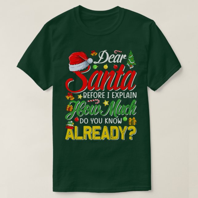 Dear Santa Before I Explain How Much Do You Know A T-Shirt (Design Front)
