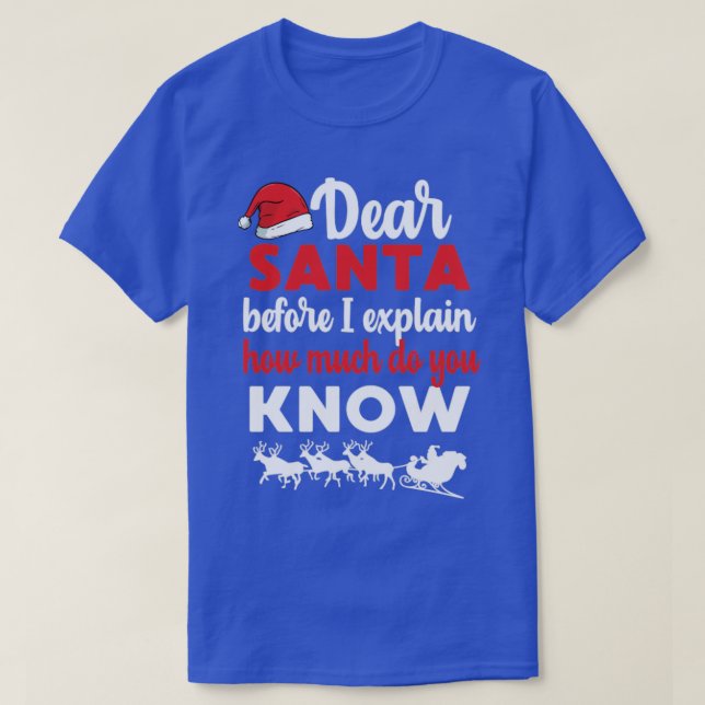Dear Santa Before I Explain How Much Do You Know C T-Shirt (Design Front)
