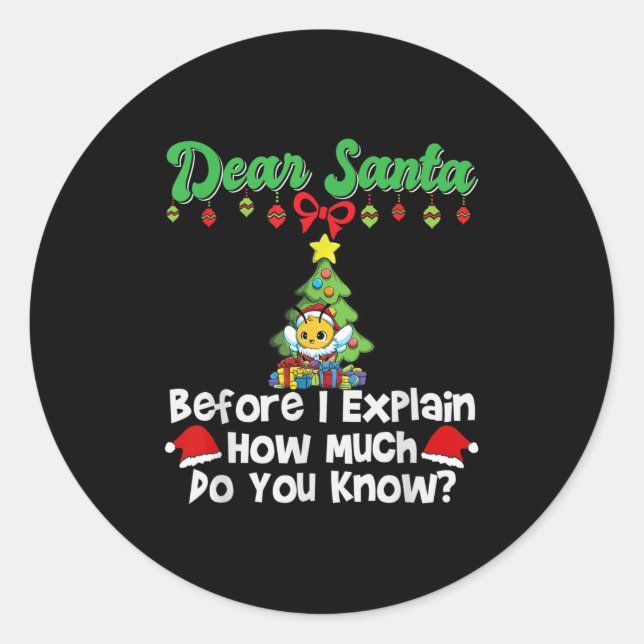 Dear Santa Before I Explain How Much Do You Know  Classic Round Sticker (Front)